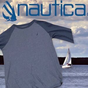 2/27$🔥🔥🔥Nautica long sleeve tee in two tone blue Big boys Large